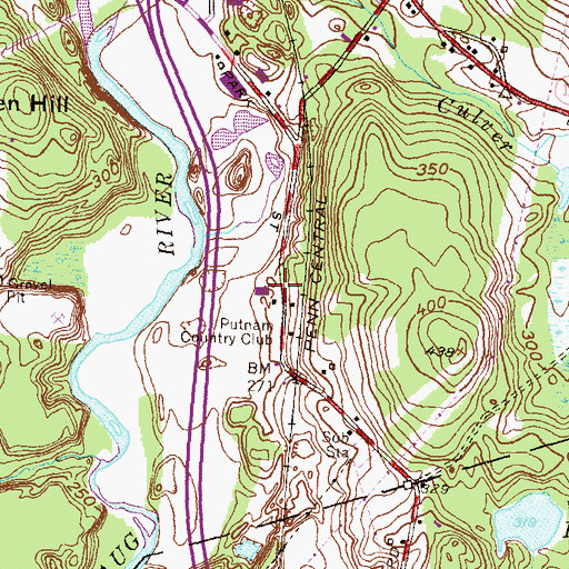 Topographic Map of Putnam Country Club, CT