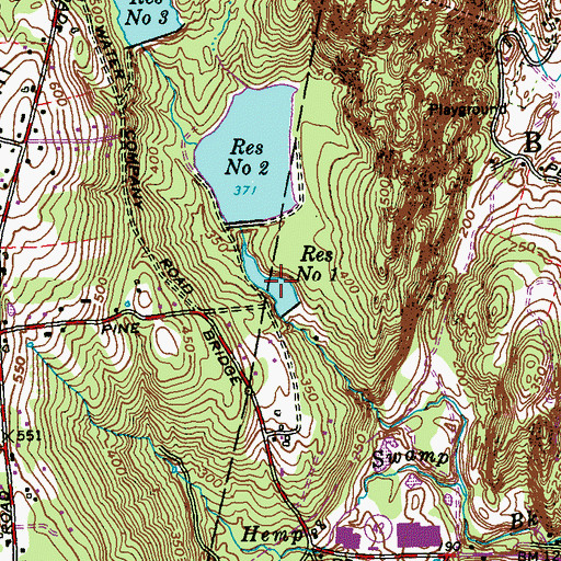 Topographic Map of Seymour Reservoir Number One, CT