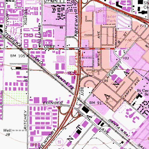 Topographic Map of Exit 10A, CA