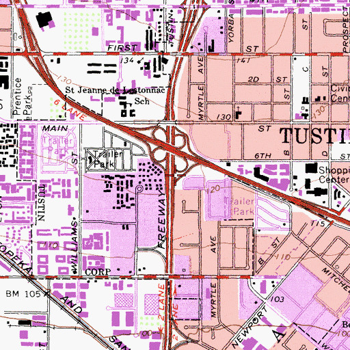Topographic Map of Exit 11A, CA