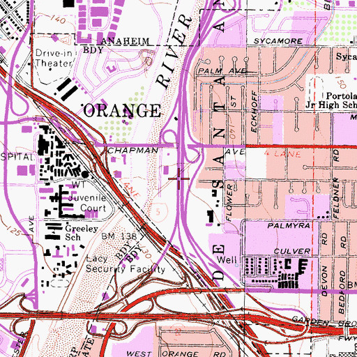 Topographic Map of Exit 1A, CA