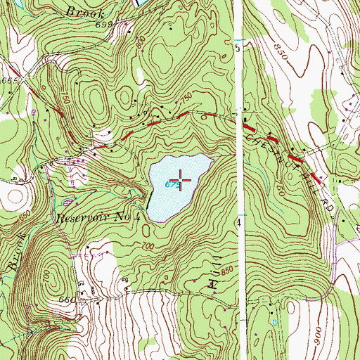 Topographic Map of Reservoir Number 4, CT