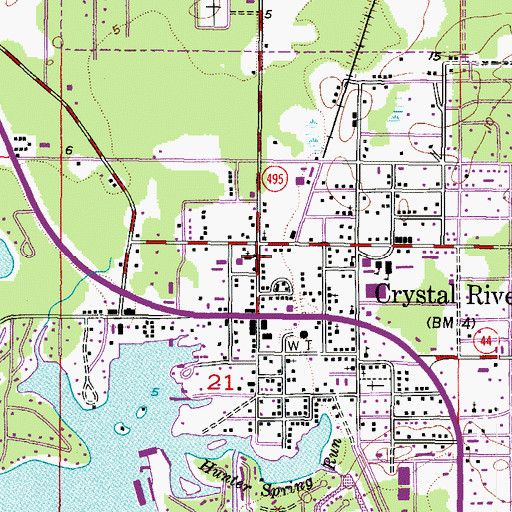 Topographic Map of First Baptist Church of Crystal River, FL