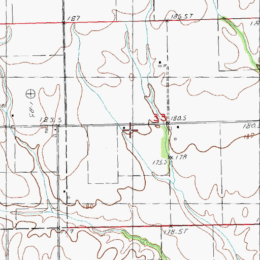 Topographic Map of Virginia Tillery Round Barn, IL