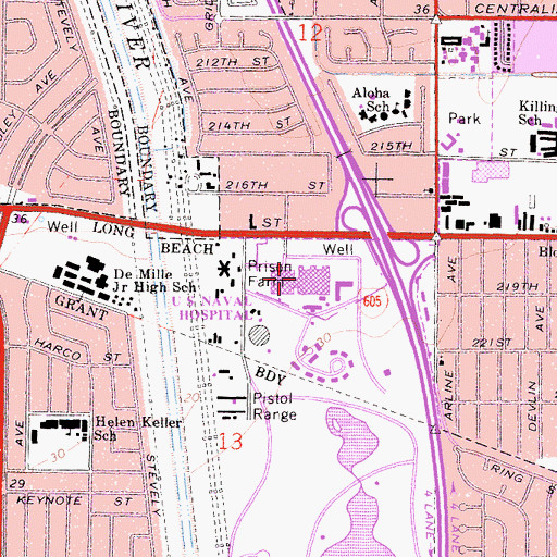 Topographic Map of Naval Hospital Long Beach (historical), CA