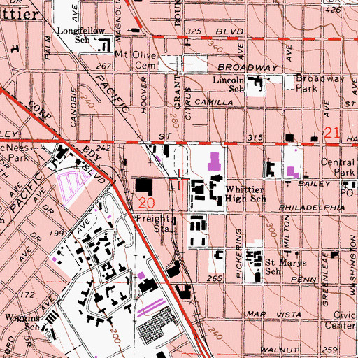 Topographic Map of Perry Gymnasium, CA