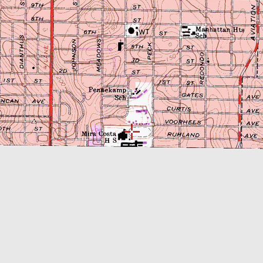 Topographic Map of Waller Football Stadium, CA
