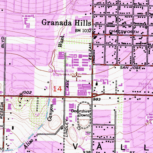Topographic Map of John Elway Stadium, CA