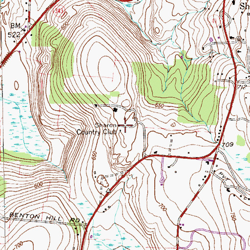 Topographic Map of Sharon Country Club, CT