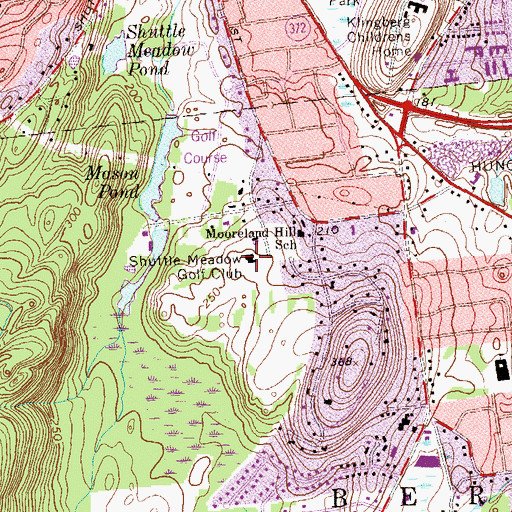 Topographic Map of Shuttle Meadow Golf Club, CT