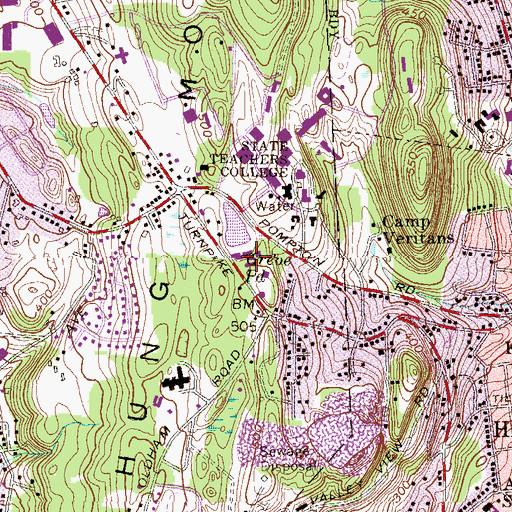 Topographic Map of Hobart Hall, NJ