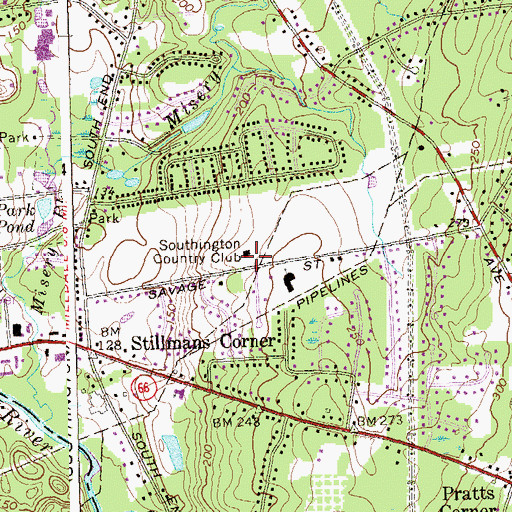Topographic Map of Southington Country Club, CT