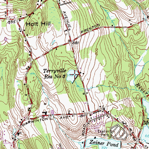 Topographic Map of Terryville Reservoir Number 2, CT