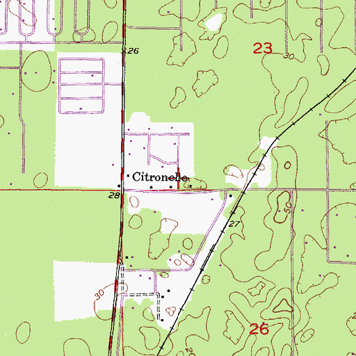 Topographic Map of Citronelle Cemetery, FL