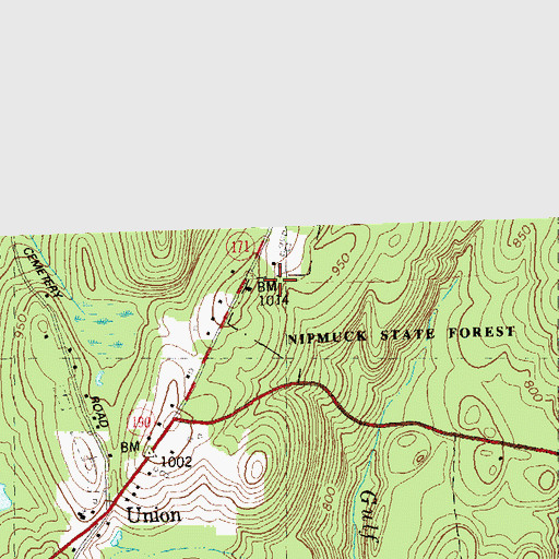 Topographic Map of Union Lookout Tower, CT