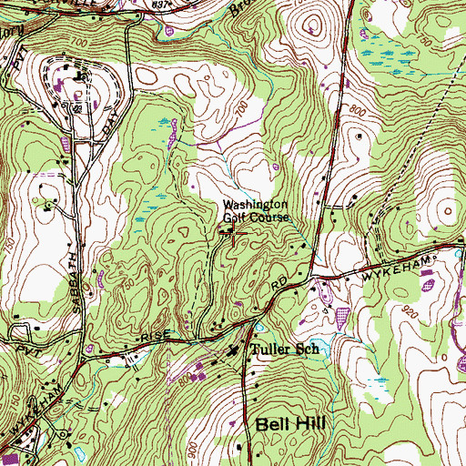 Topographic Map of Washington Golf Course, CT