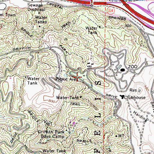 Topographic Map of Mineral Wells Picnic Area, CA