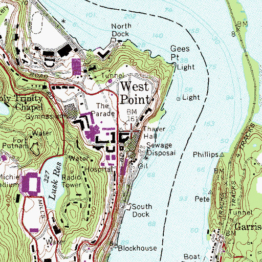 Topographic Map of United States Military Academy Library, NY