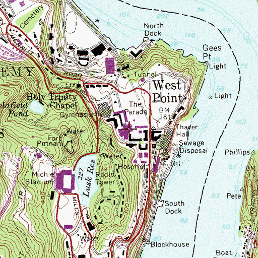 Topographic Map of Washington Hall, NY