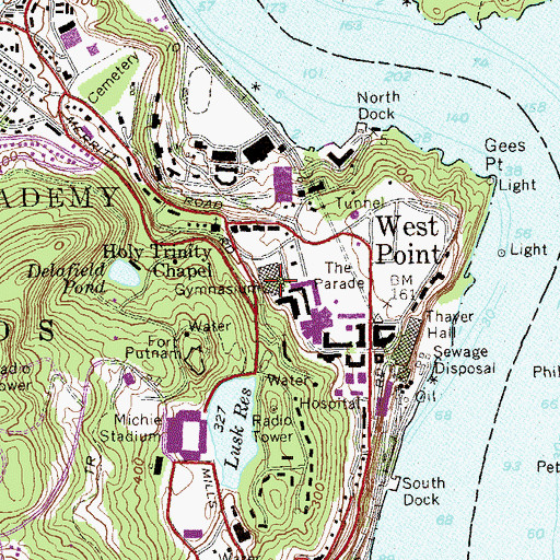 Topographic Map of Arvin Gymnasium, NY