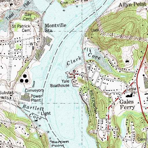 Topographic Map of Yale Boathouse, CT