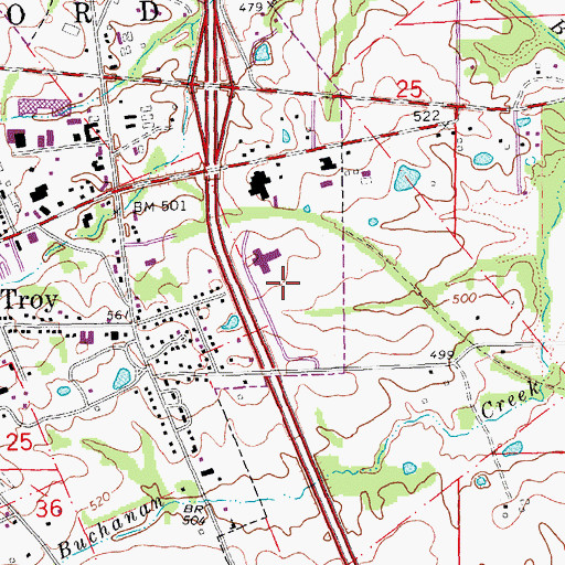Topographic Map of Sacred Heart Parish, MO