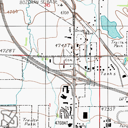 Topographic Map of Brondel Catholic Cemetery, MT