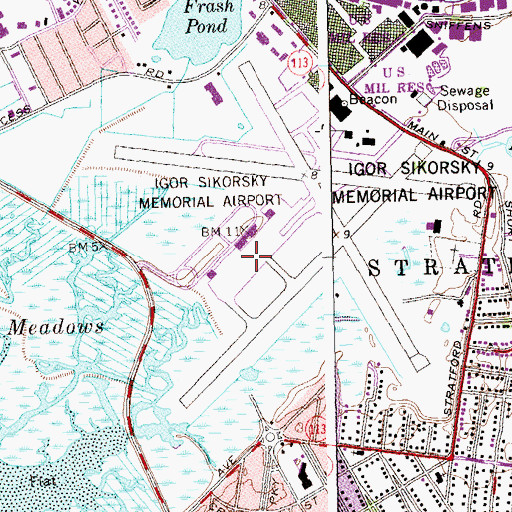 Topographic Map of Igor I Sikorsky Memorial Airport, CT