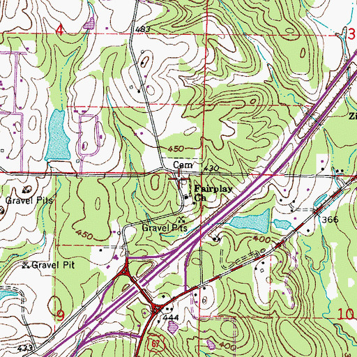 Topographic Map of Fairplay Cemetery, AR