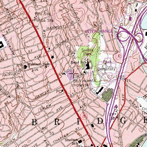 Topographic Map of Medical Center Heliport, CT