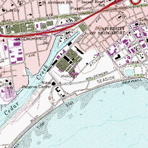 Topographic Map of Sikorsky Bridgeport Heliport, CT