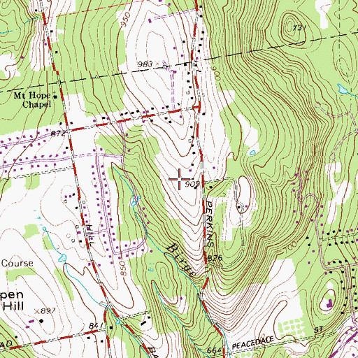 Topographic Map of Green Acres Airport, CT