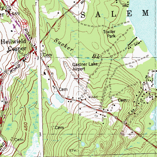 Topographic Map of Gardner Lake Airport (historical), CT