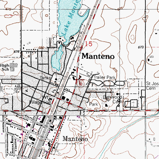 Topographic Map of Manteno Church of the Nazarene, IL
