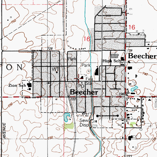 Topographic Map of Saint Luke United Church of Christ, IL