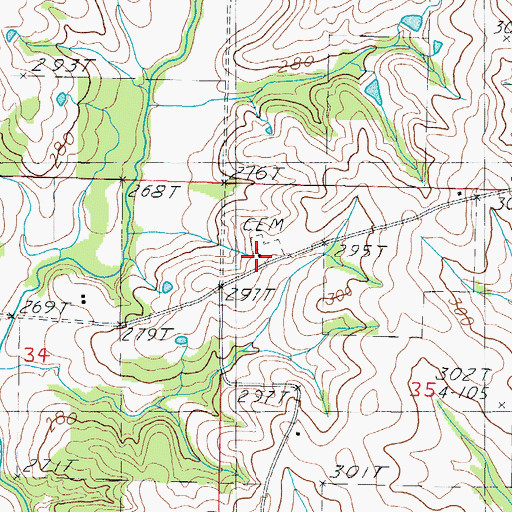 Topographic Map of White Oak Union Church (historical), MO