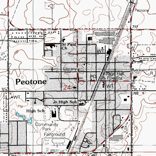Topographic Map of Peotone United Methodist Church, IL