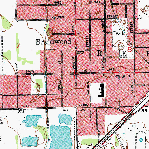Topographic Map of Main Street Baptist Church, IL