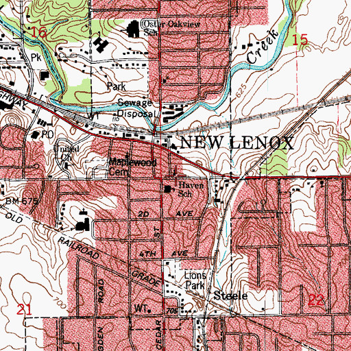 Topographic Map of Living Streams Christian Fellowship Church, IL
