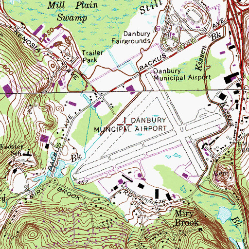 Topographic Map of Danbury Municipal Airport, CT