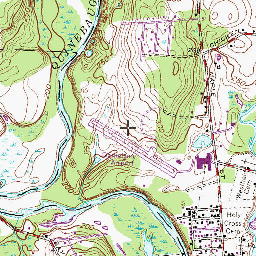 Topographic Map of Danielson Airport, CT