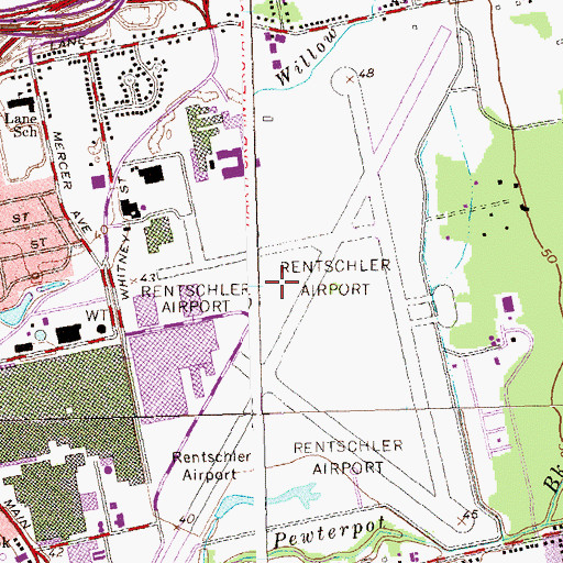 Topographic Map of Rentschler Airport, CT