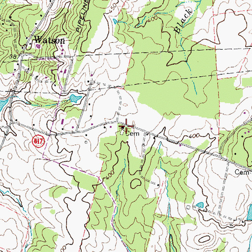 Topographic Map of First Baptist Church Watson, VA