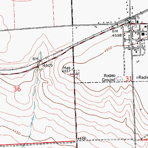Topographic Map of Haswell Cemetery, CO