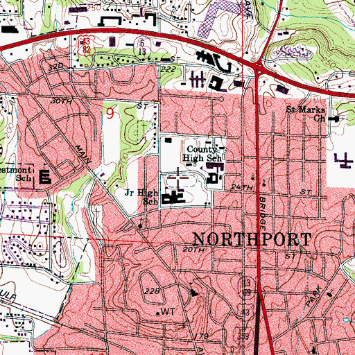 Topographic Map of Wildcat Stadium, AL