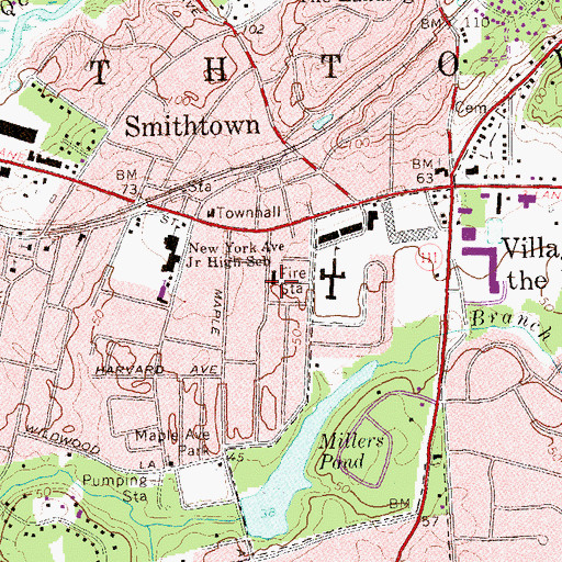 Topographic Map of Smithtown Fire Station, NY