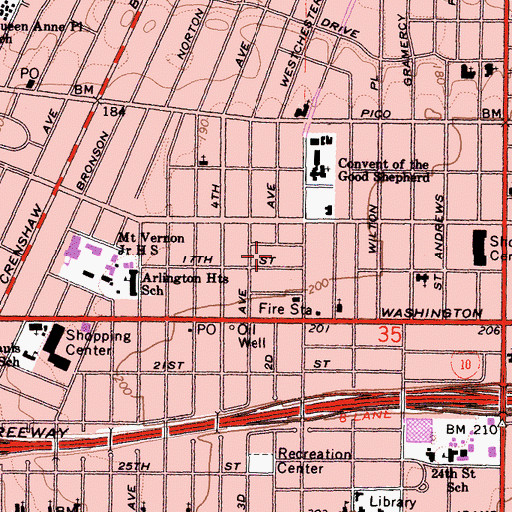 Topographic Map of Arlington Heights, CA