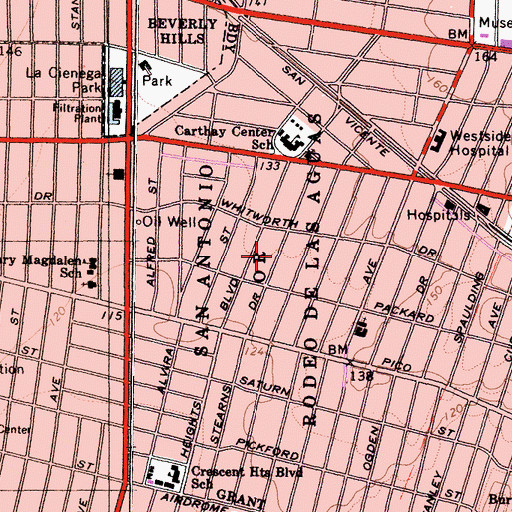 Topographic Map of Carthay Square, CA