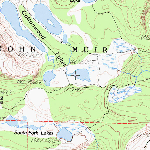 Topographic Map of Cottonwood Lake Number One, CA