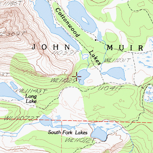 Topographic Map of Cottonwood Lake Number Two, CA